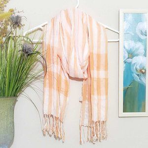Peach and White Women's Scarf 72" L X 20" W
